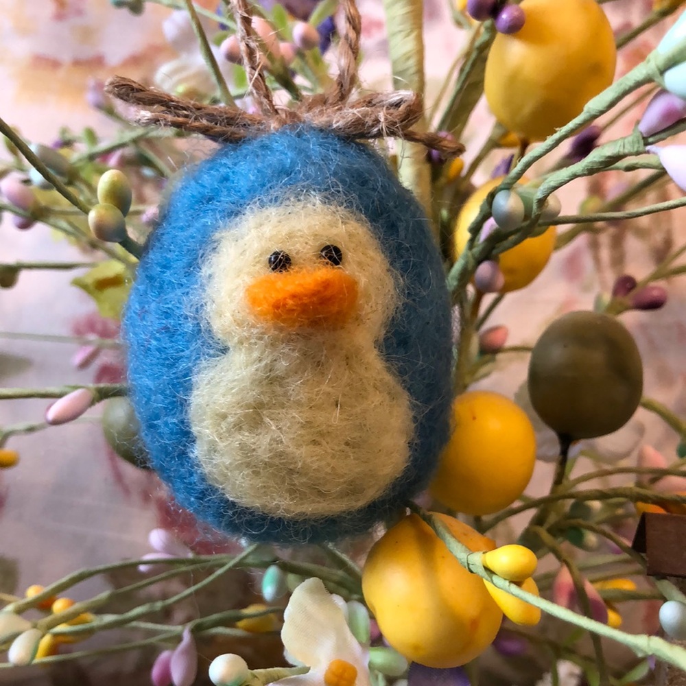 Handmade needle felted Easter egg duckling ornament collectable decoration gift